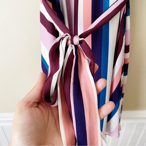 Lulu’s | Spreading Joy Striped Mini Skater Dress Pink Multi Medium - Picture 4 of 7